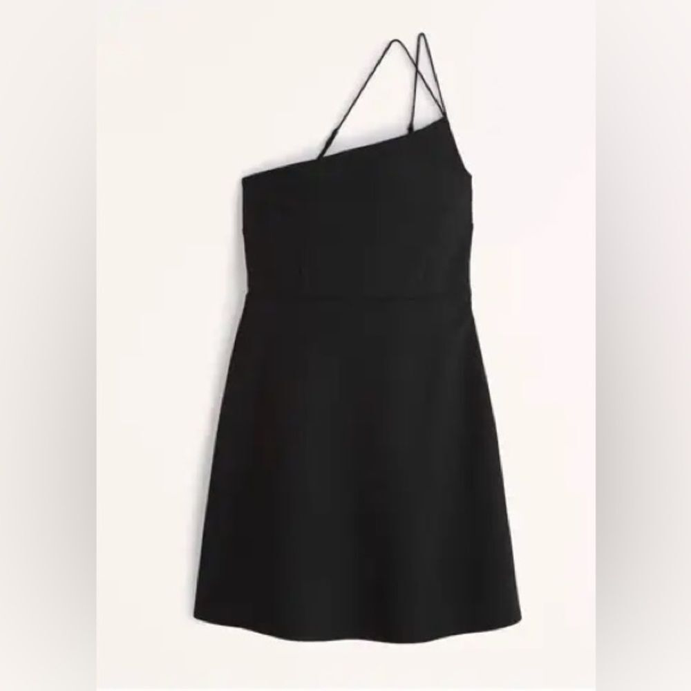 NEW Abercrombie & Fitch black strappy one shoulder mini dress women’s size XXS